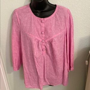 Izod Pink 3/4 Sleeve Buttoned Blouse